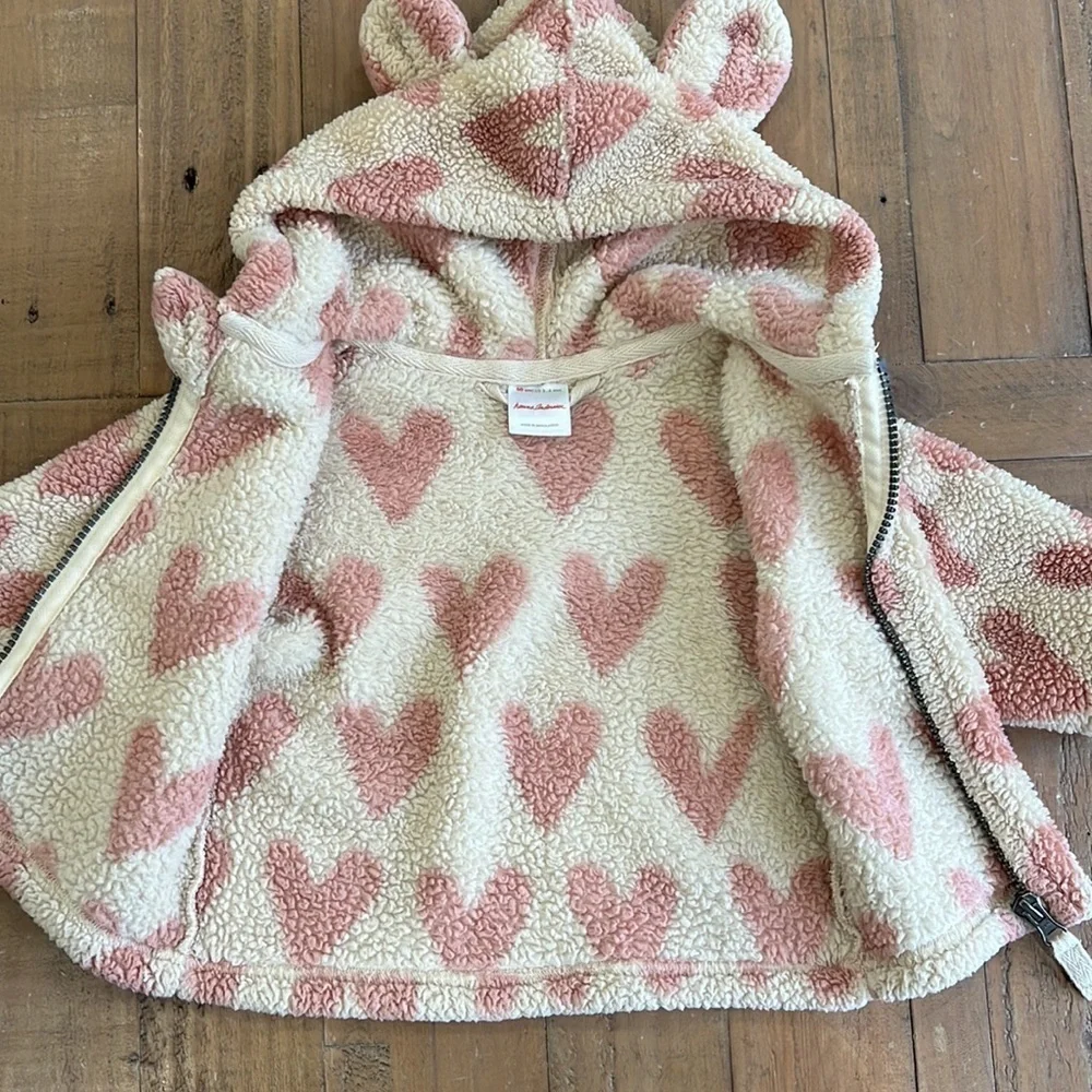 Hanna andersson heart marshmallow fleece jacket